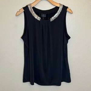 Worthington Petite Black Sequin Sleeveless Shirt